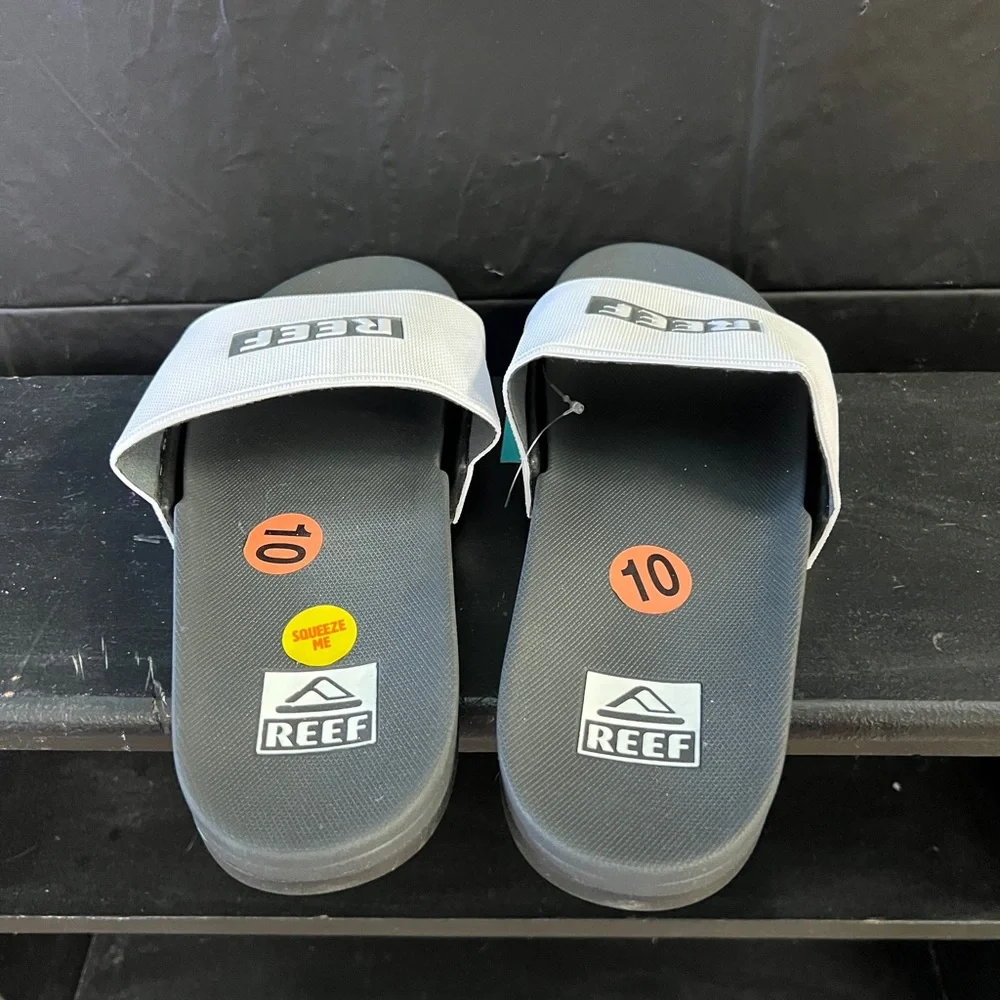 Reef Men's Black and White Slide Sandals